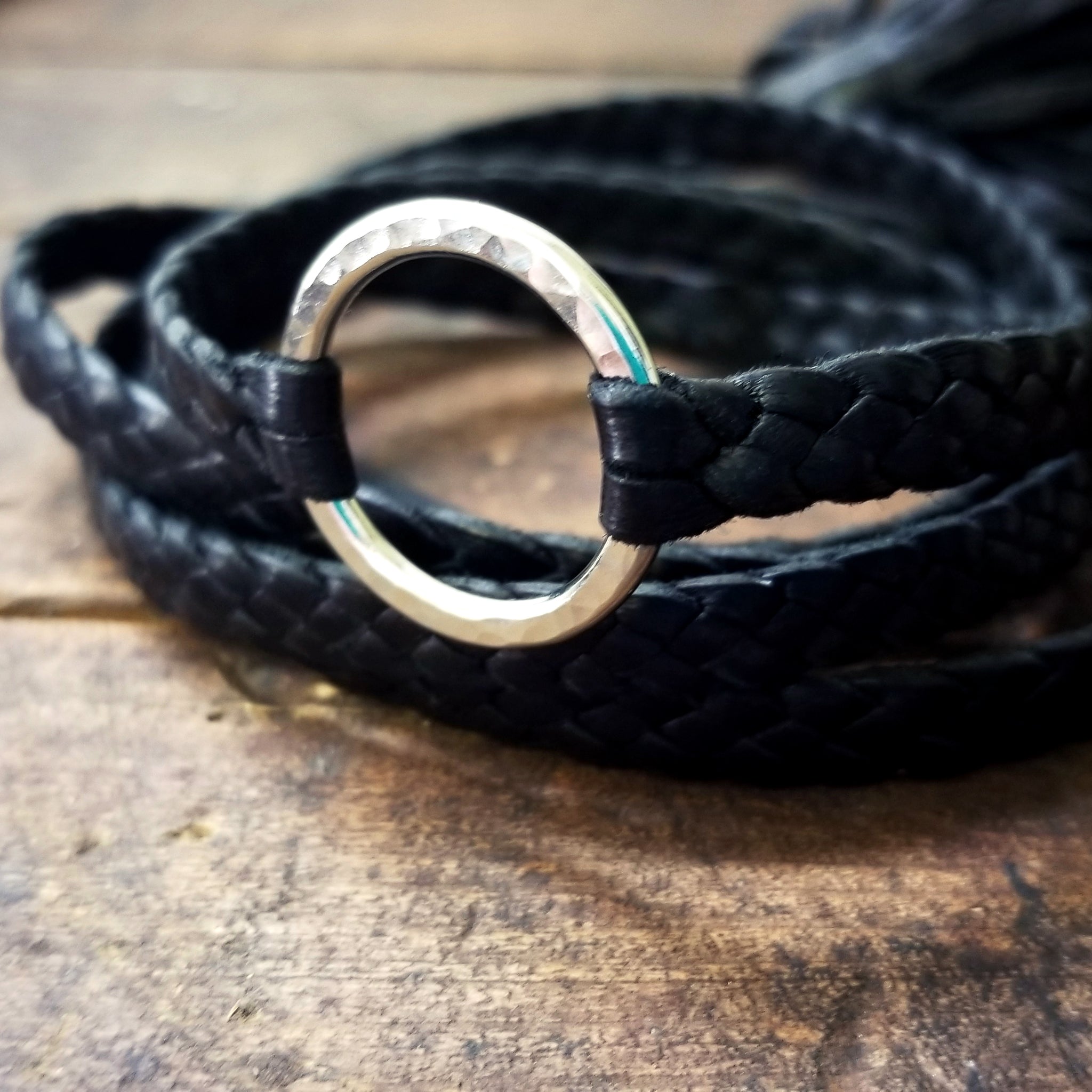 Zyanya Braided Leather Eternity Choker, Leather Necklace and Wrap Bracelet