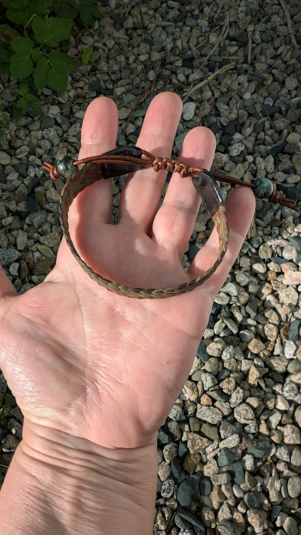 ASHIRO | Hand Braided Kangaroo Leather Bracelet with African Turquoise Beads