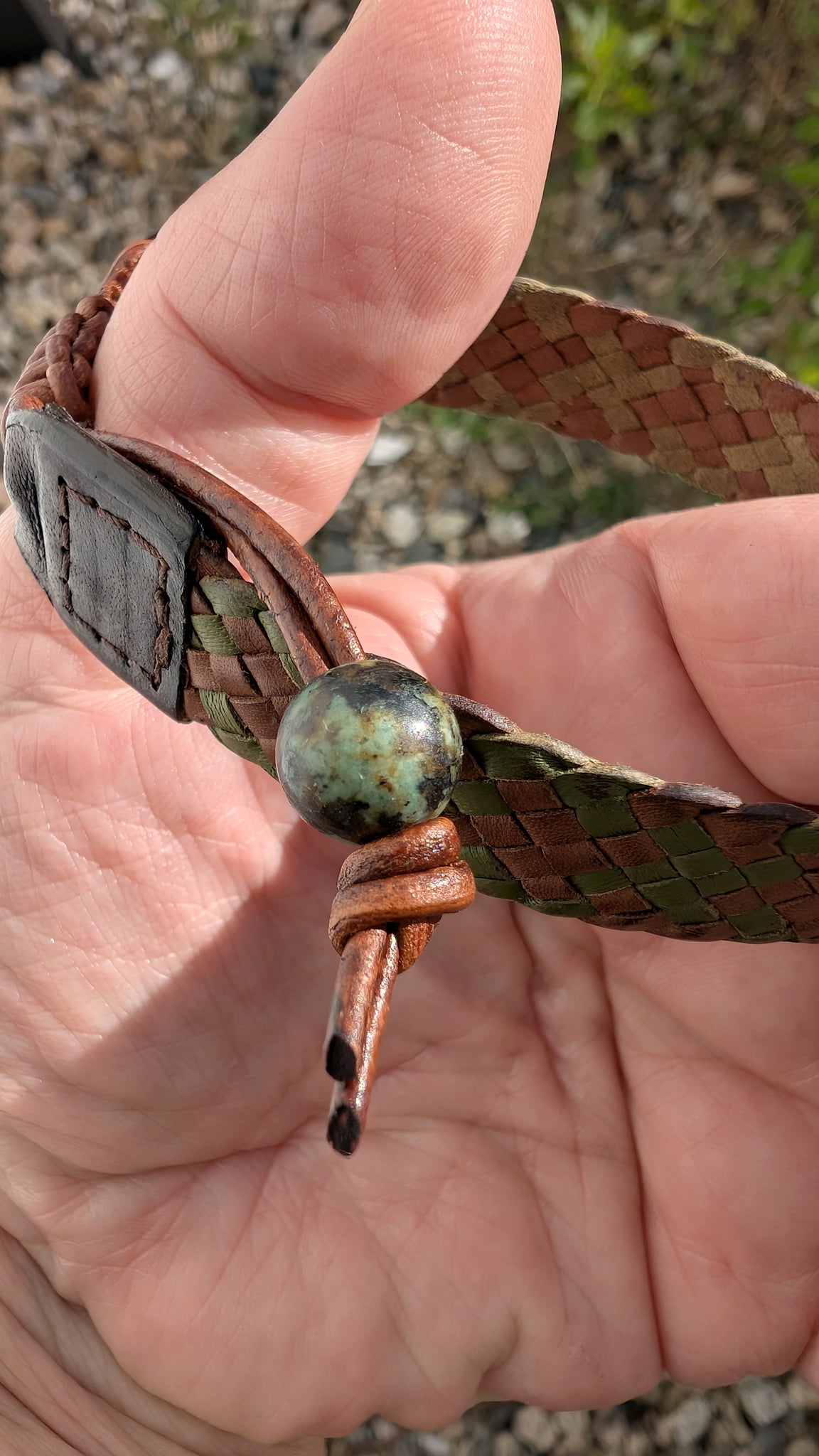 ASHIRO | Hand Braided Kangaroo Leather Bracelet with African Turquoise Beads
