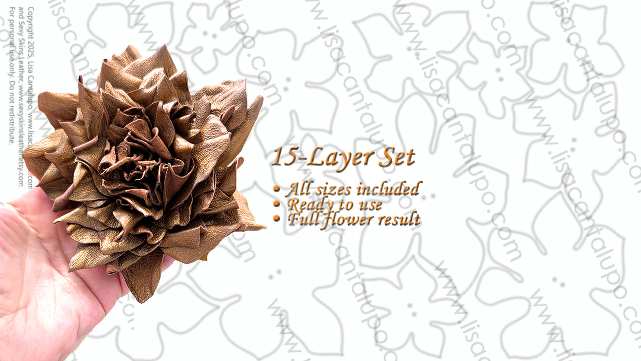 Autumn Rose Leather Flower Templates | SVG, PNG & PDF Download | Lisa Cantalupo