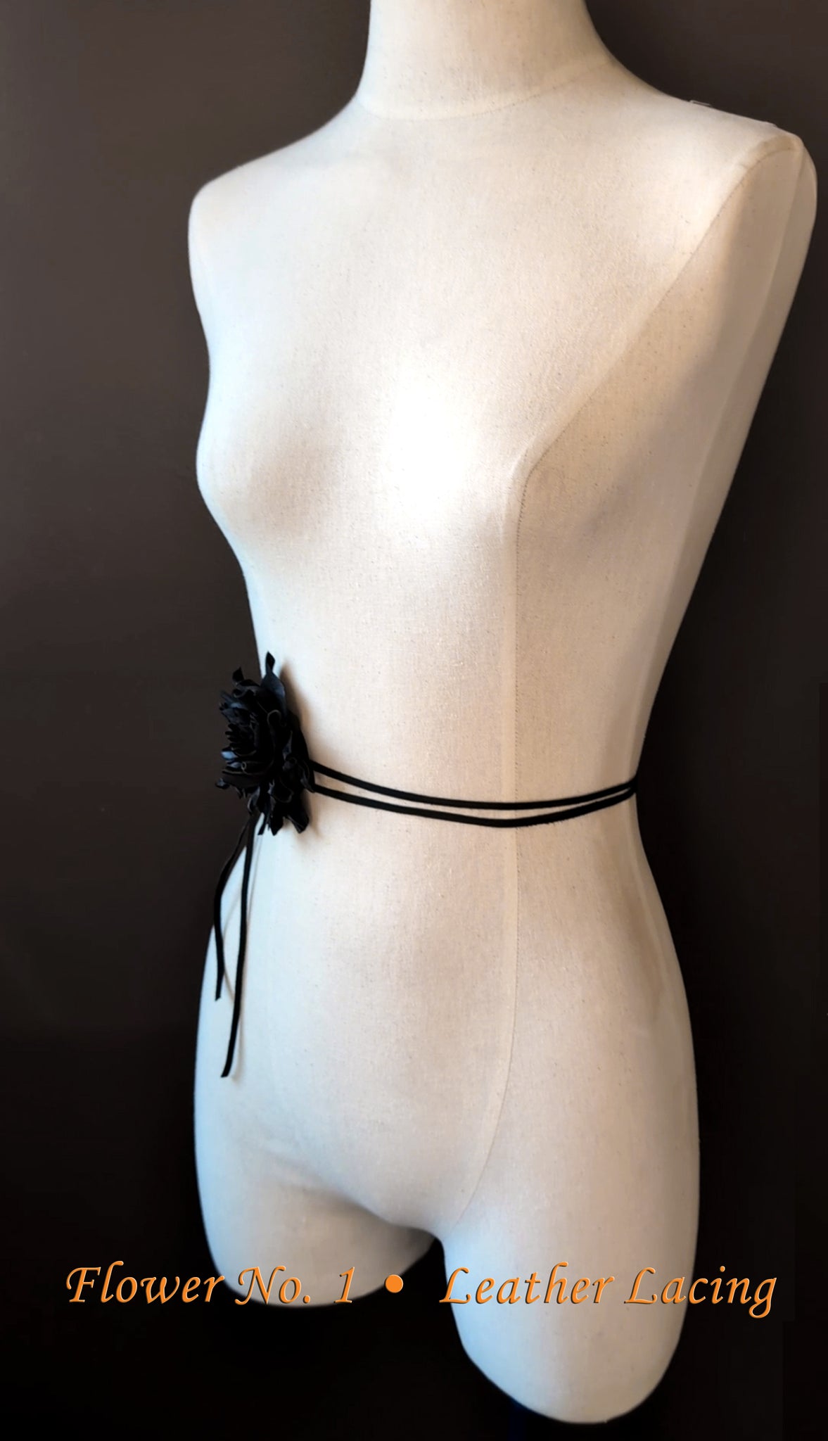 Large Leather Rose Flower Choker Necklace & Belt; Leather Ties or Leather Collar