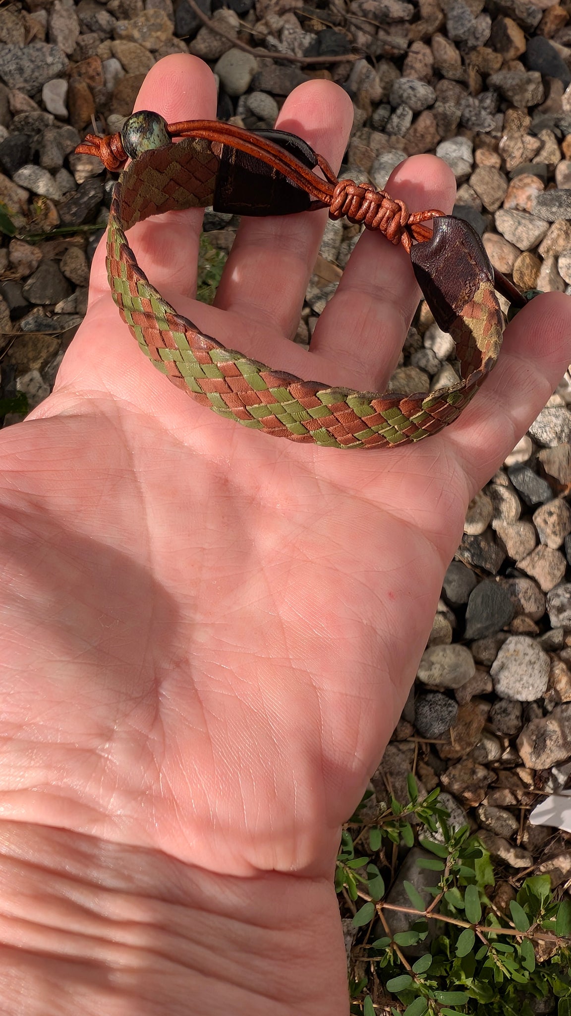 ASHIRO | Hand Braided Kangaroo Leather Bracelet with African Turquoise Beads
