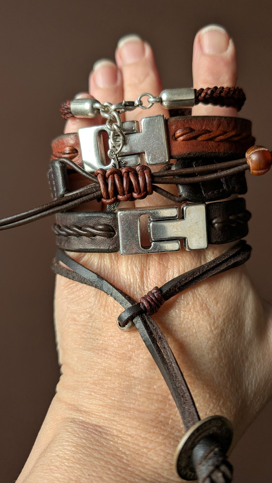 TANO Bracelet Set ~ Five Leather Bracelets, Lisa's Favorite Leather Bracelets, Men's & Women's