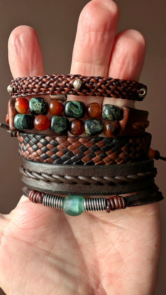 TANO Bracelet Set ~ Five Leather Bracelets, Lisa's Favorite Leather Bracelets, Men's & Women's