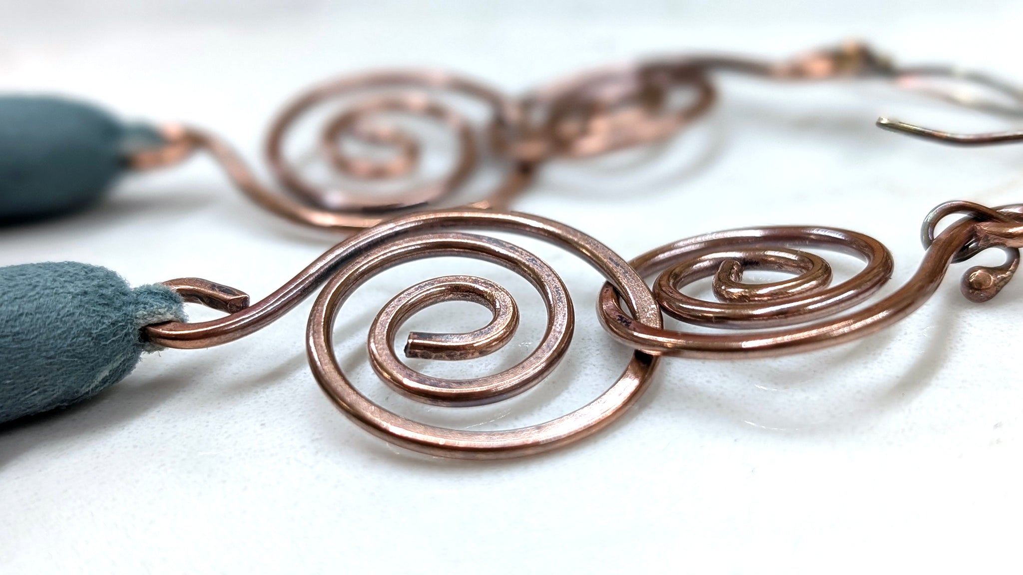 Arial Lux Suede Leather Fringe Double Spiral Earrings