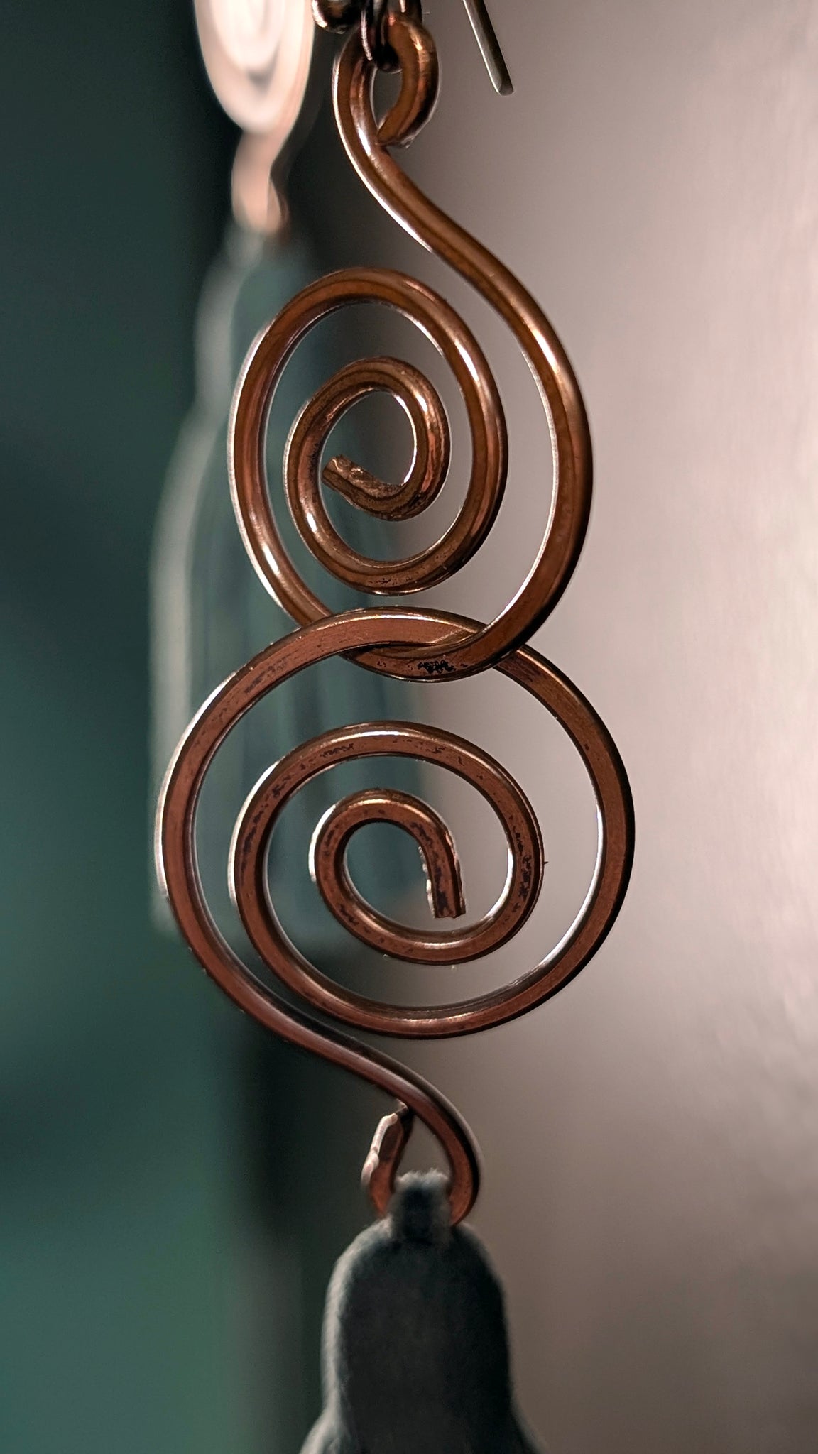 Arial Lux Suede Leather Fringe Double Spiral Earrings