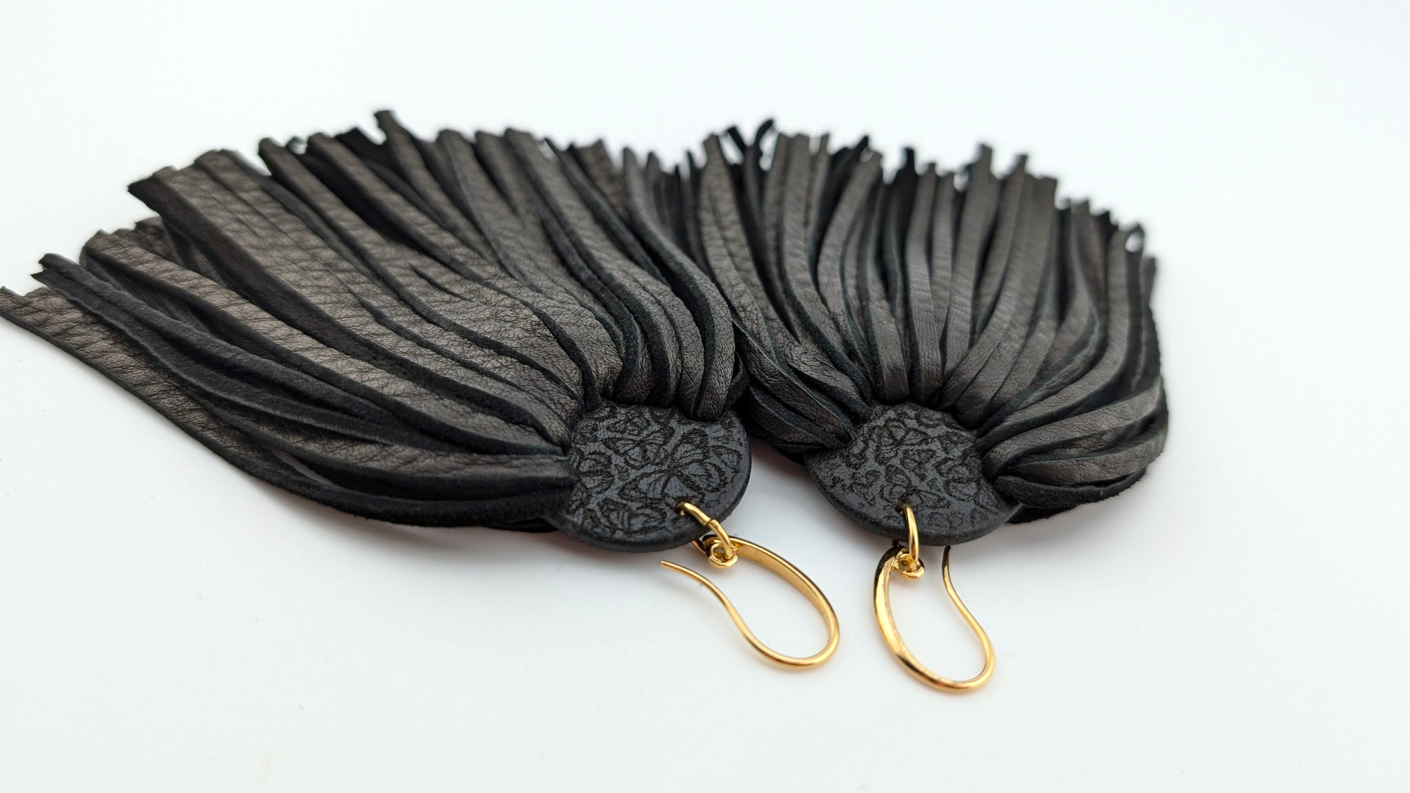 Butterfly Leather Fringe Earrings