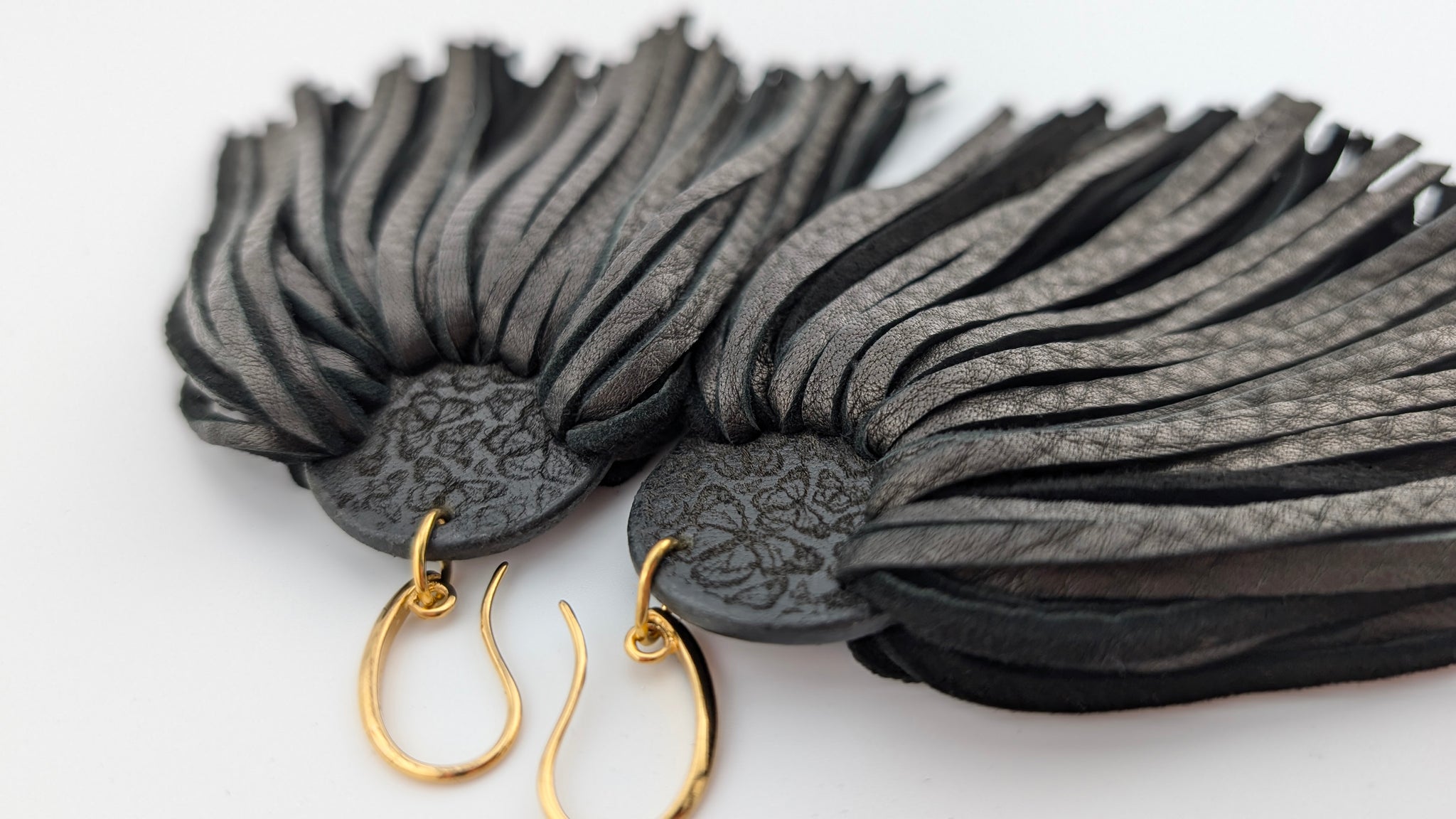 Butterfly Leather Fringe Earrings