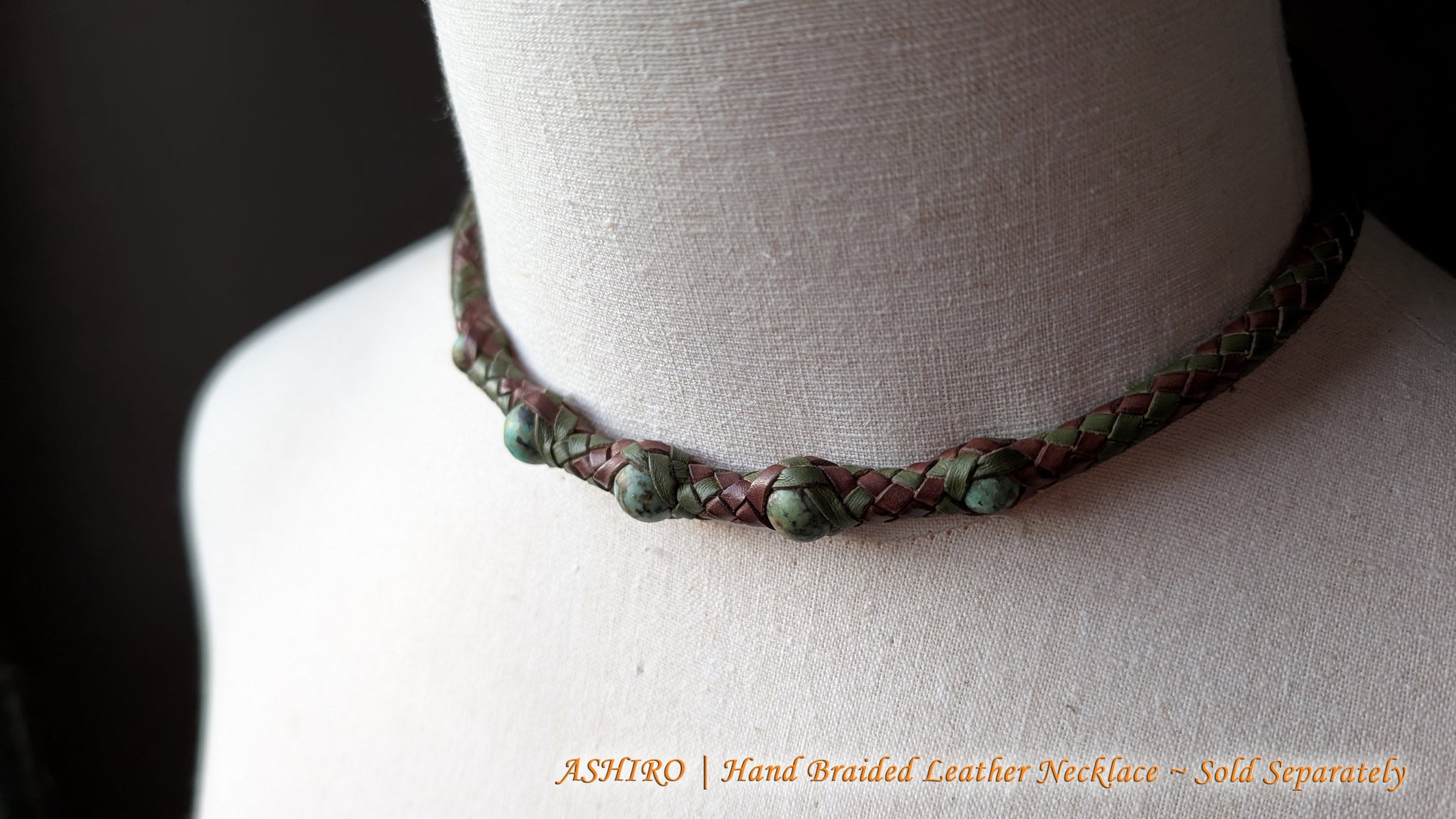 ASHIRO | Hand Braided Kangaroo Leather Bracelet with African Turquoise Beads