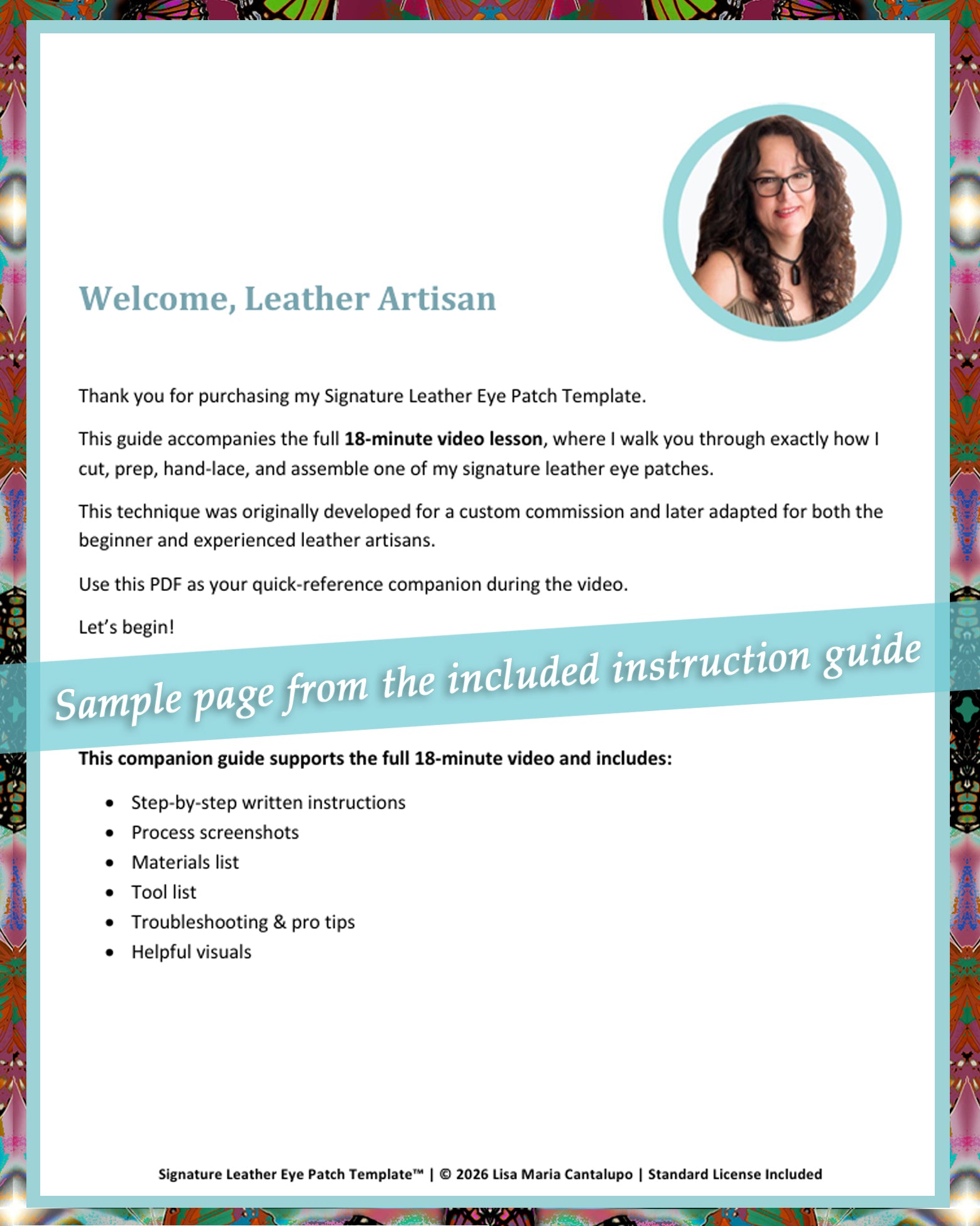 Custom Leather Eye Patch Templates; Right or Left Eye, PDF or SVG File with Instructions and Video