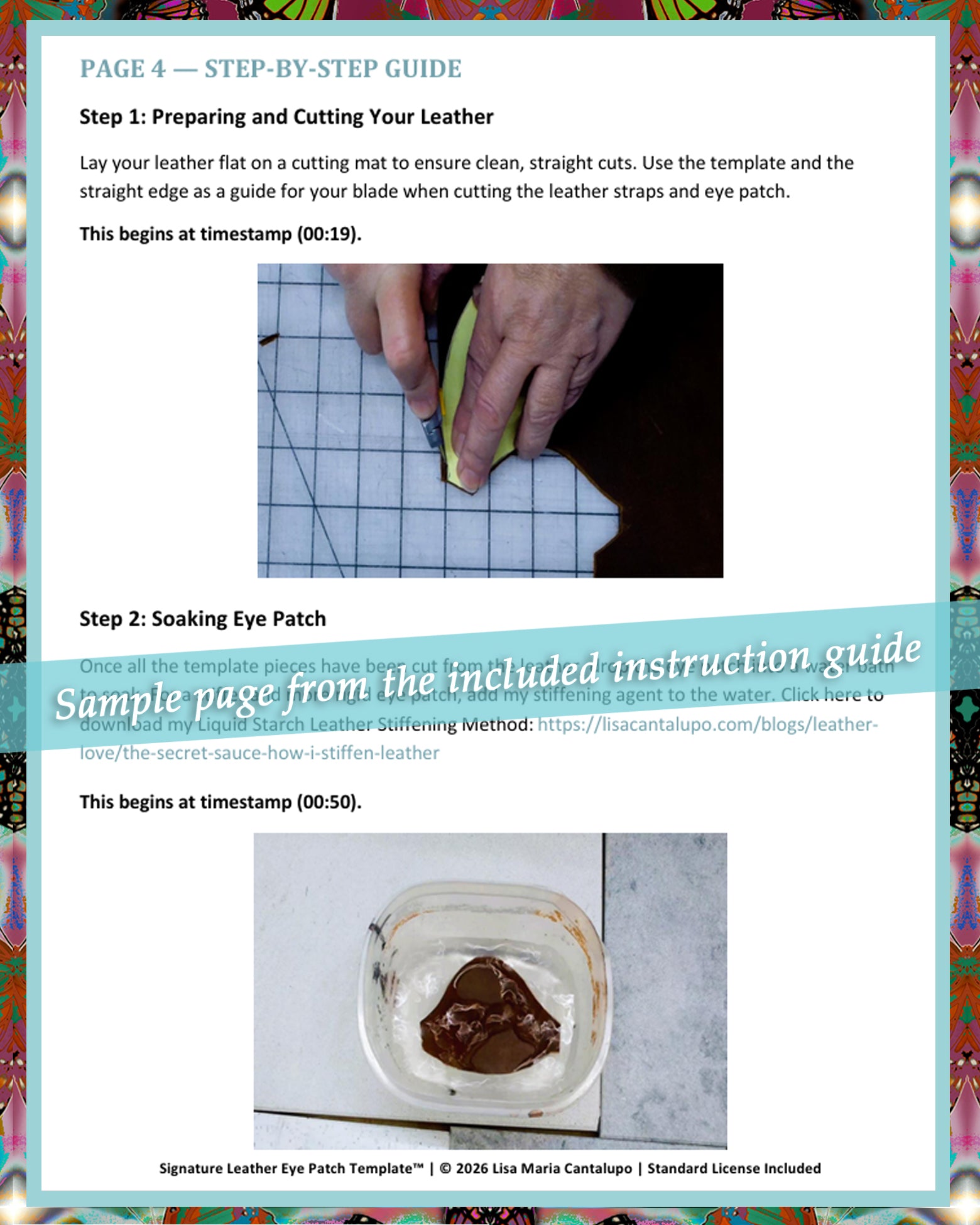 Custom Leather Eye Patch Templates; Right or Left Eye, PDF or SVG File with Instructions and Video