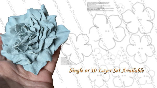 Leather Flower Making Templates; GROUP of 10 Petal Layers or SINGLE; SVG PNG PDF Digital Download + Professional Instruction Guide (10-Layer Set)