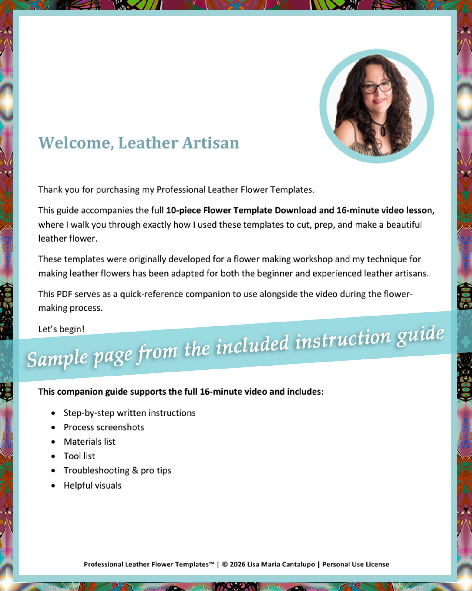 Leather Flower Making Templates; GROUP of 10 Petal Layers or SINGLE; SVG PNG PDF Digital Download + Professional Instruction Guide (10-Layer Set)