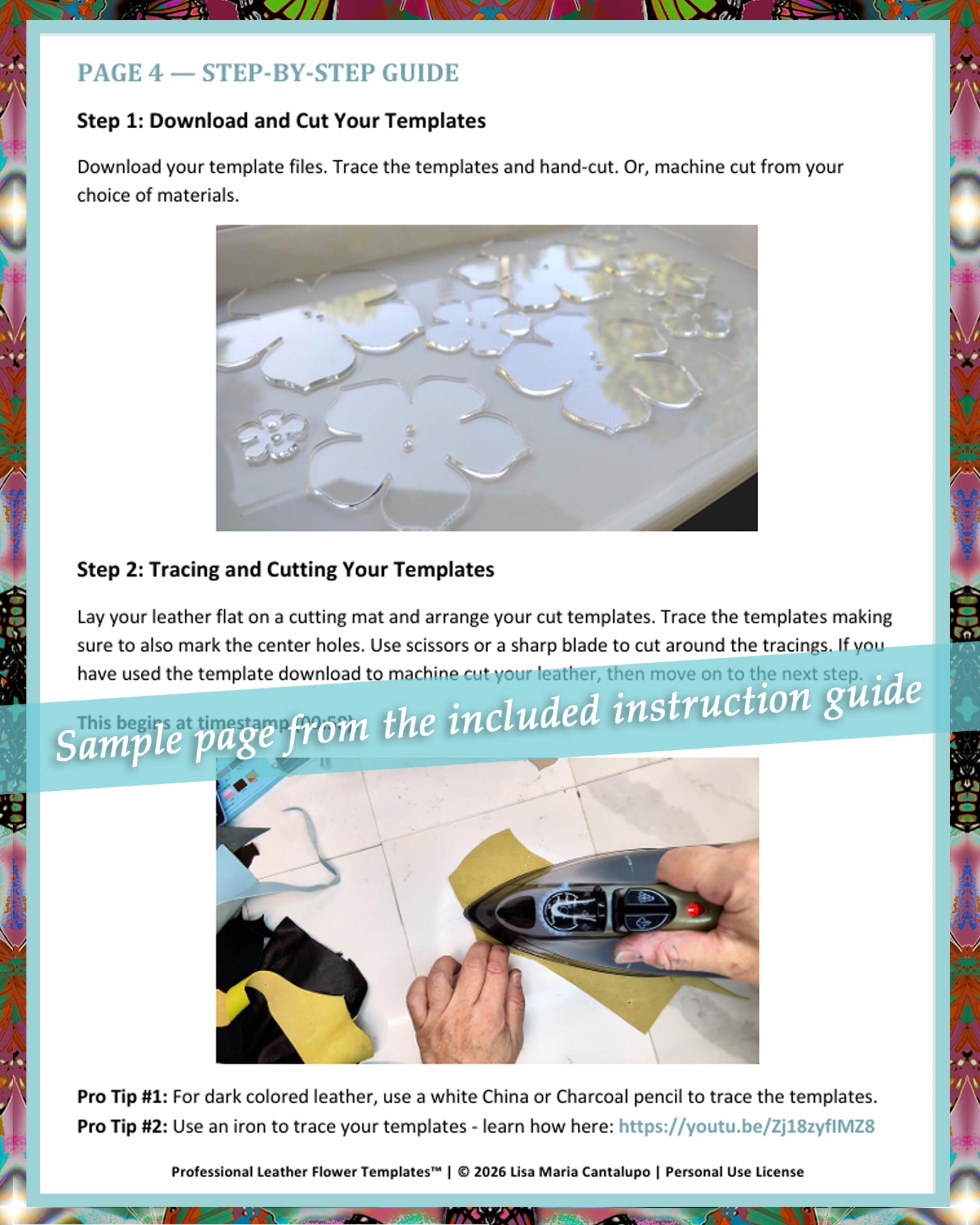 Leather Flower Making Templates; GROUP of 10 Petal Layers or SINGLE; SVG PNG PDF Digital Download + Professional Instruction Guide (10-Layer Set)