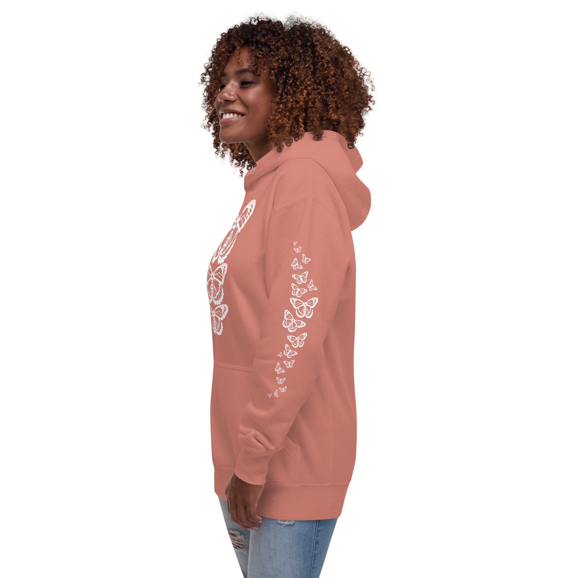 Body Heart & Soul Hoodie | Butterfly Printed Graphic Sweat Shirt | Streetwear Style Attire | Cozy Women's Fashion Fleece