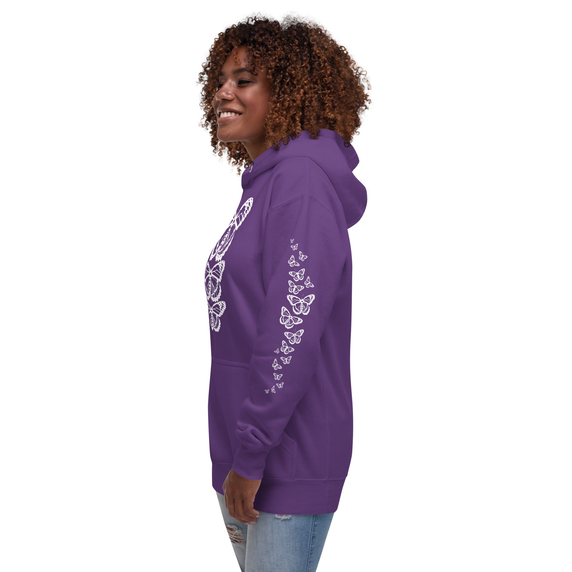 Body Heart & Soul Hoodie | Butterfly Printed Graphic Sweat Shirt | Streetwear Style Attire | Cozy Women's Fashion Fleece