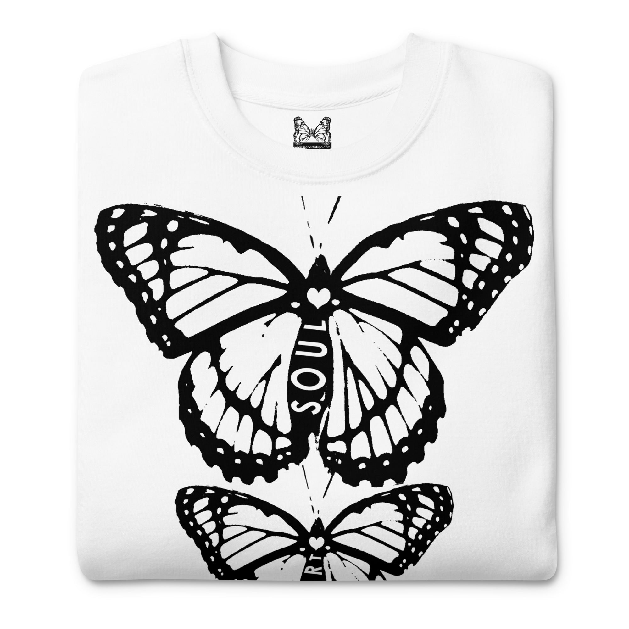 Body Heart & Soul Sweatshirt | Butterfly Printed Graphic Shirt | Streetwear Style Attire | Cozy Women's Fashion Fleece