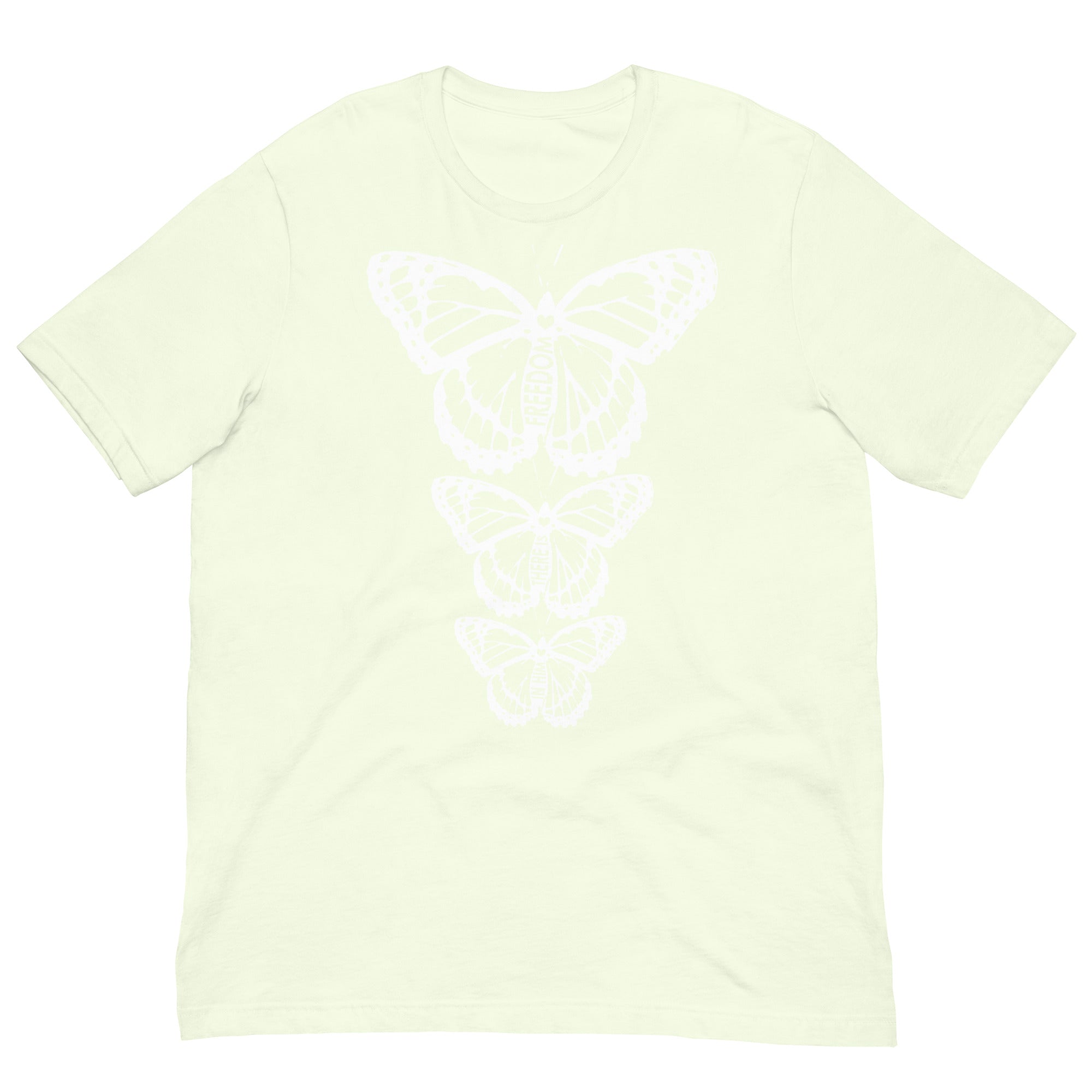 Freedom in Him Butterfly Graphic Colored T-shirts