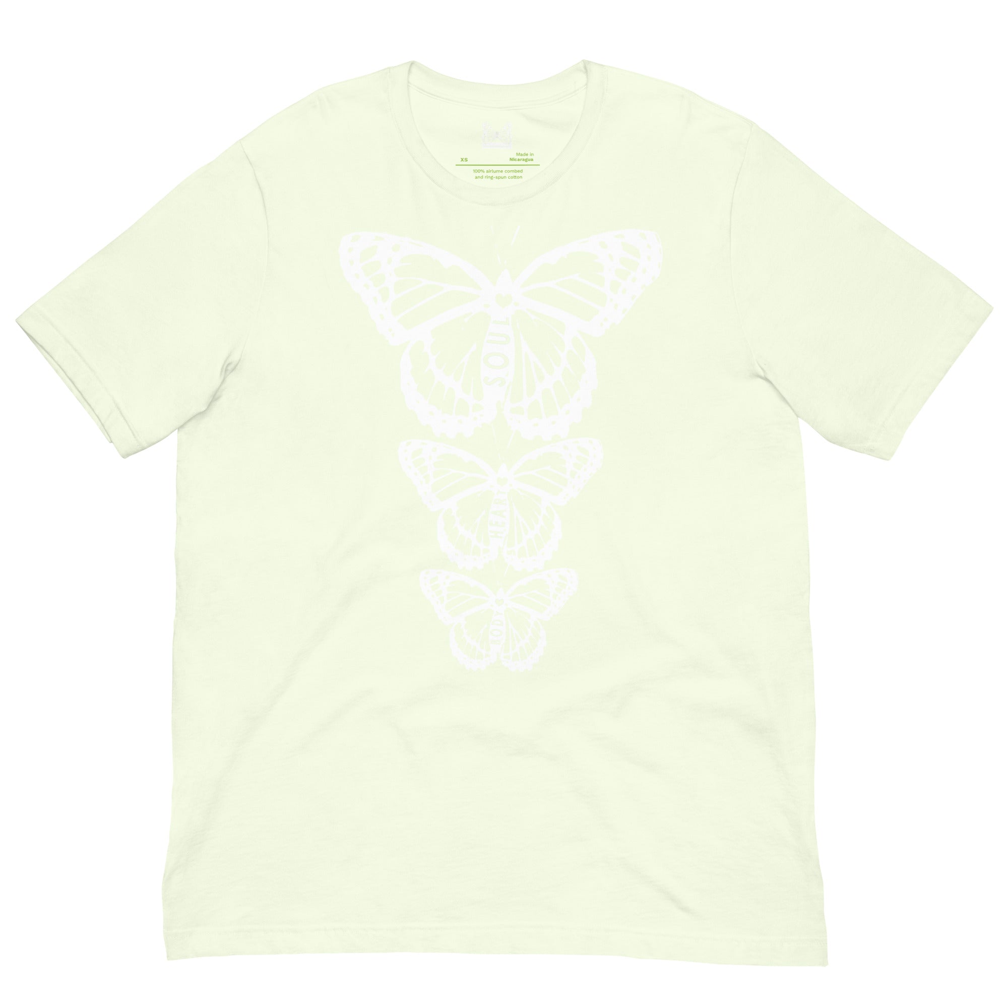 Body Heart & Soul Butterfly Unisex Graphic Colored T-Shirts