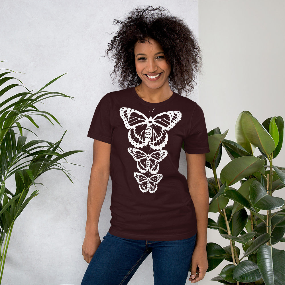 Body Heart & Soul Butterfly Unisex Graphic Colored T-Shirts