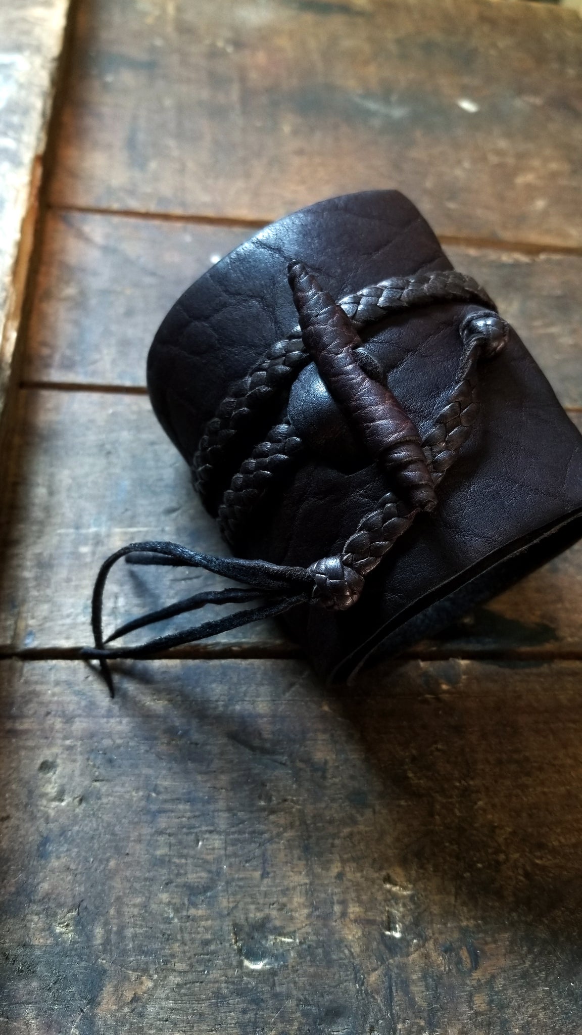 chocolate brown bison cuff inspired by the style of jason momoa, busajja bison leather wrap cuff