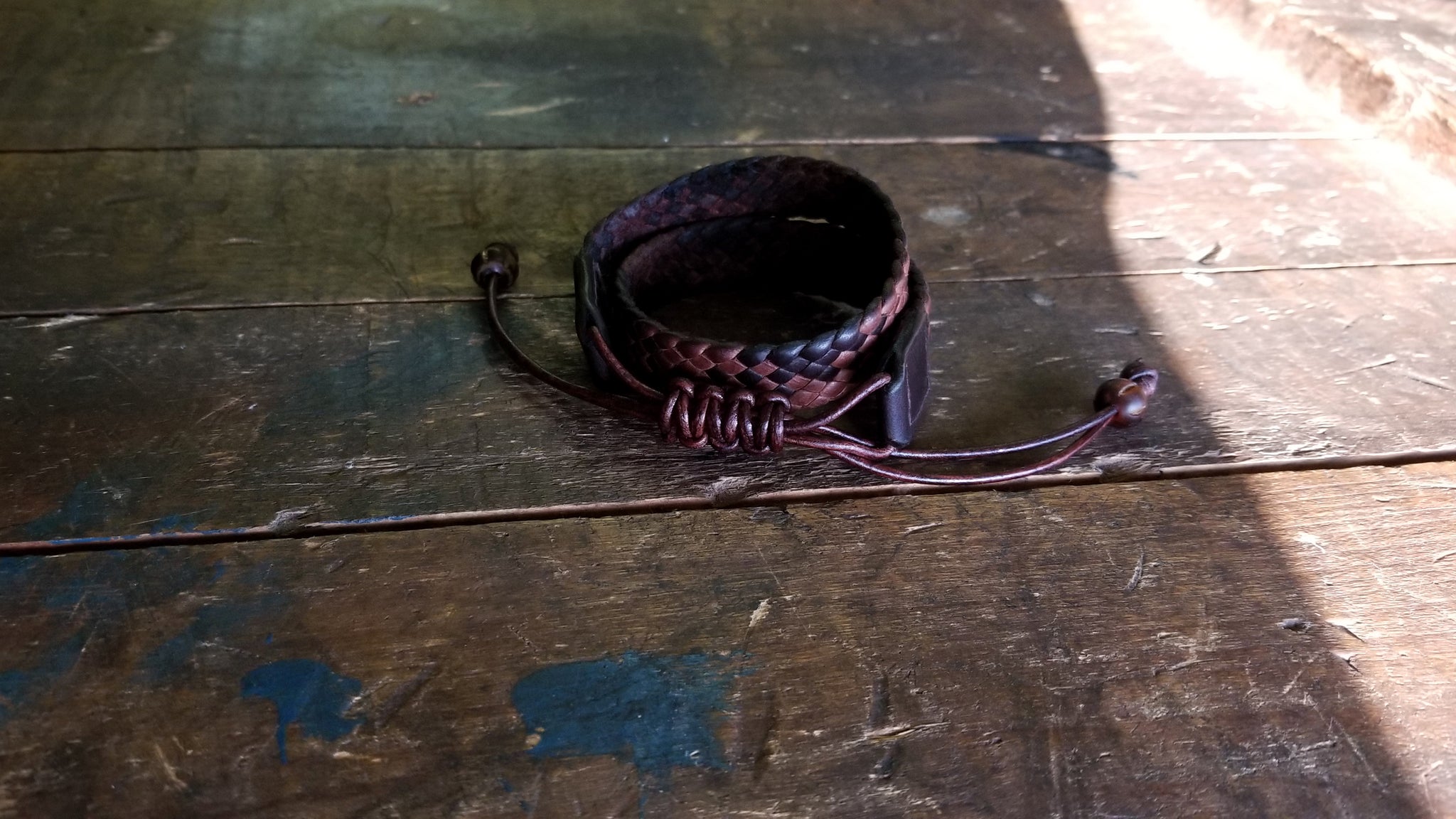 slip knot adjustable closure, Amari Braided Leather Wrap Bracelet