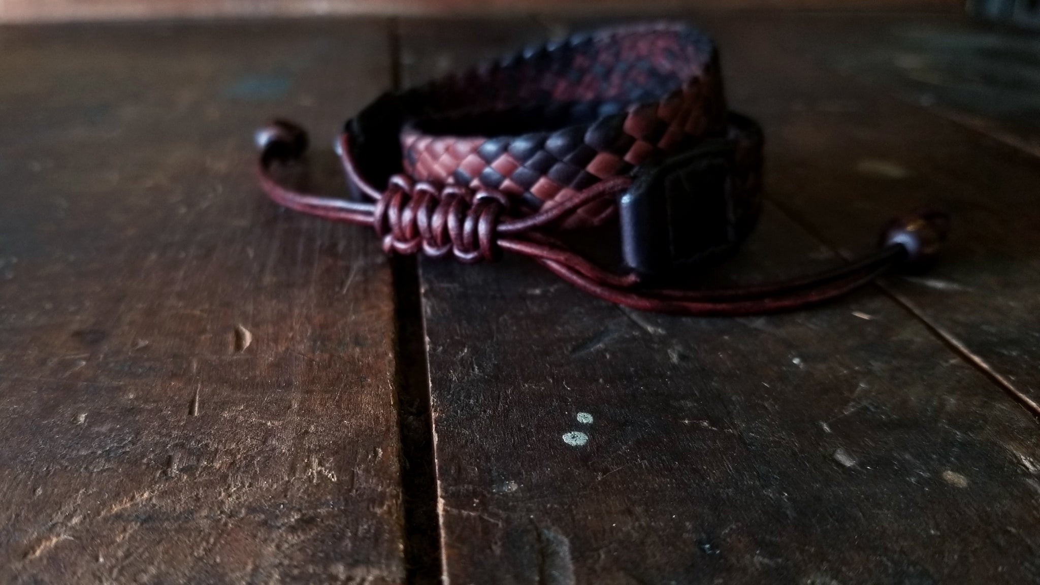 double wrap bracelet, mahogany and brown deerskin braided bracelet