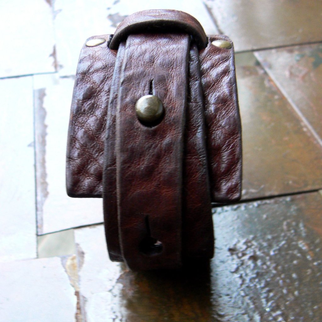 cognac brown leather cuff, double wrap cuff, men's women's