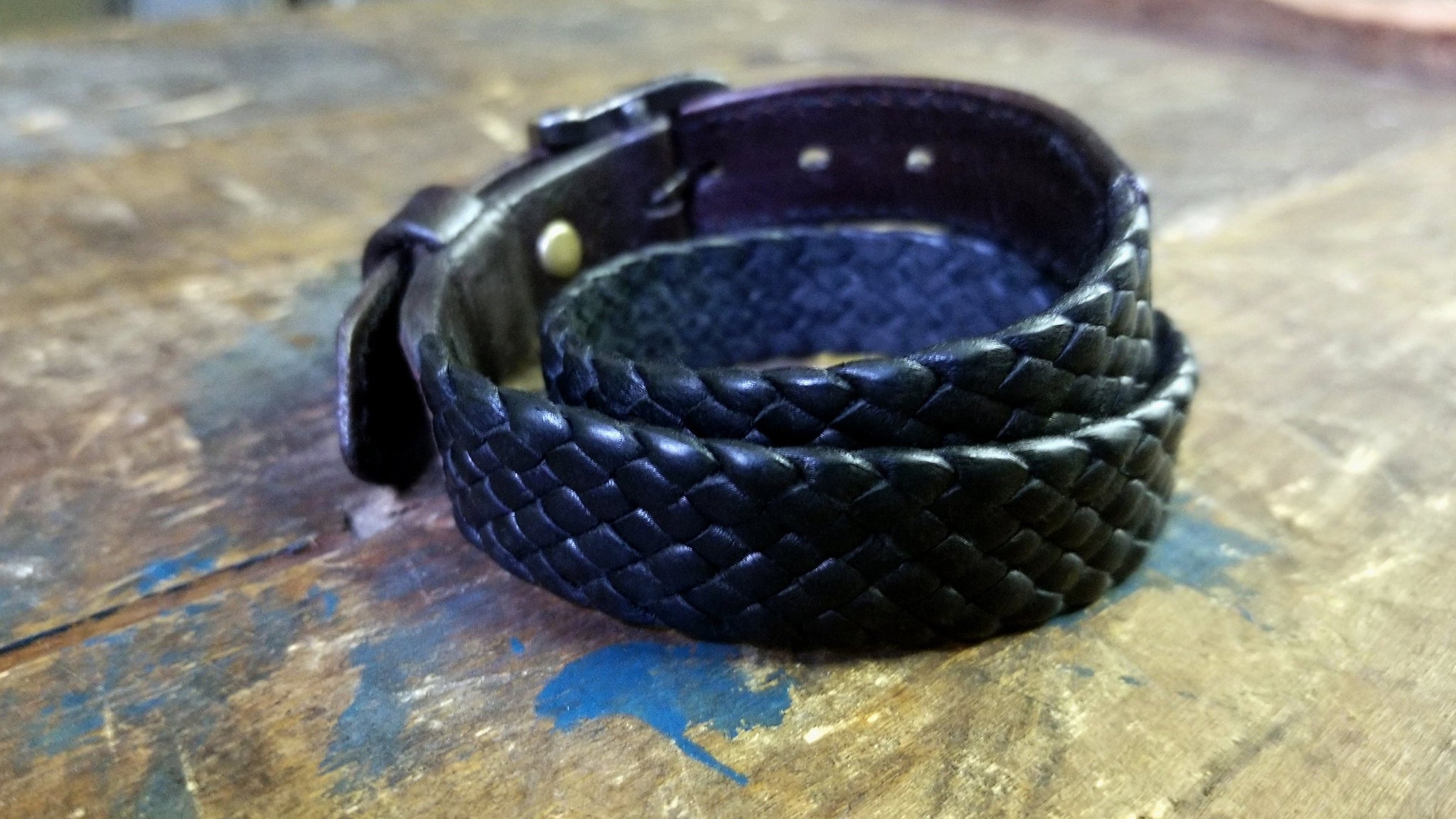 KalaniLeather Bracelet,  Double Wrap Braided Bracelet, Black & Chocolate