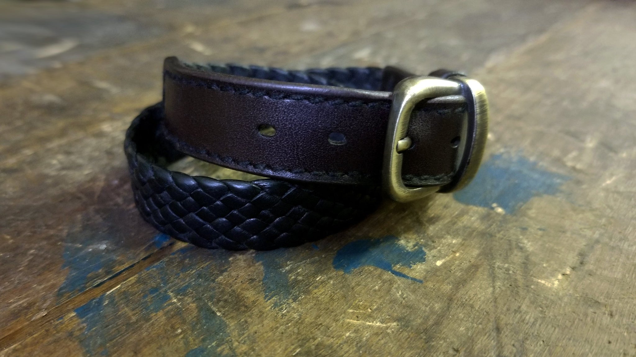 Kalani Wrap Braided Leather Bracelet, Black & Chocolate