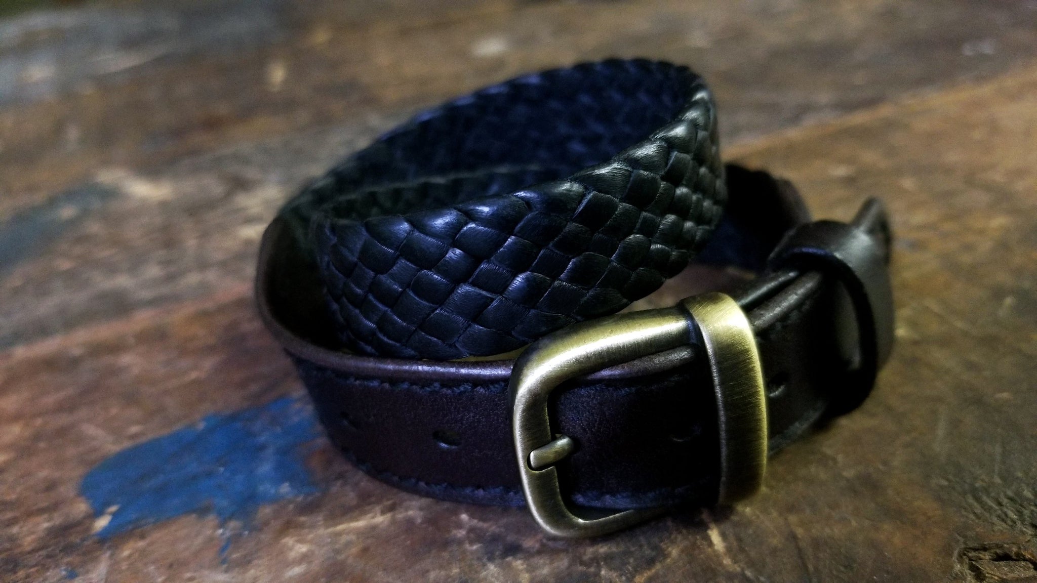 Kalani Double Wrap Leather Bracelet, Black & Chocolate with Antique Brass Buckle