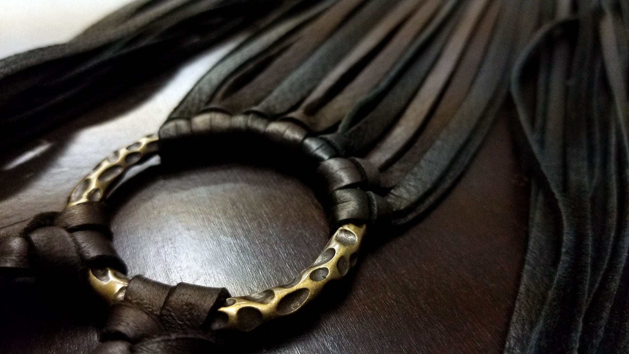 Old World Hammered Rings; brass and silver, aisha braided leather circle of life necklace