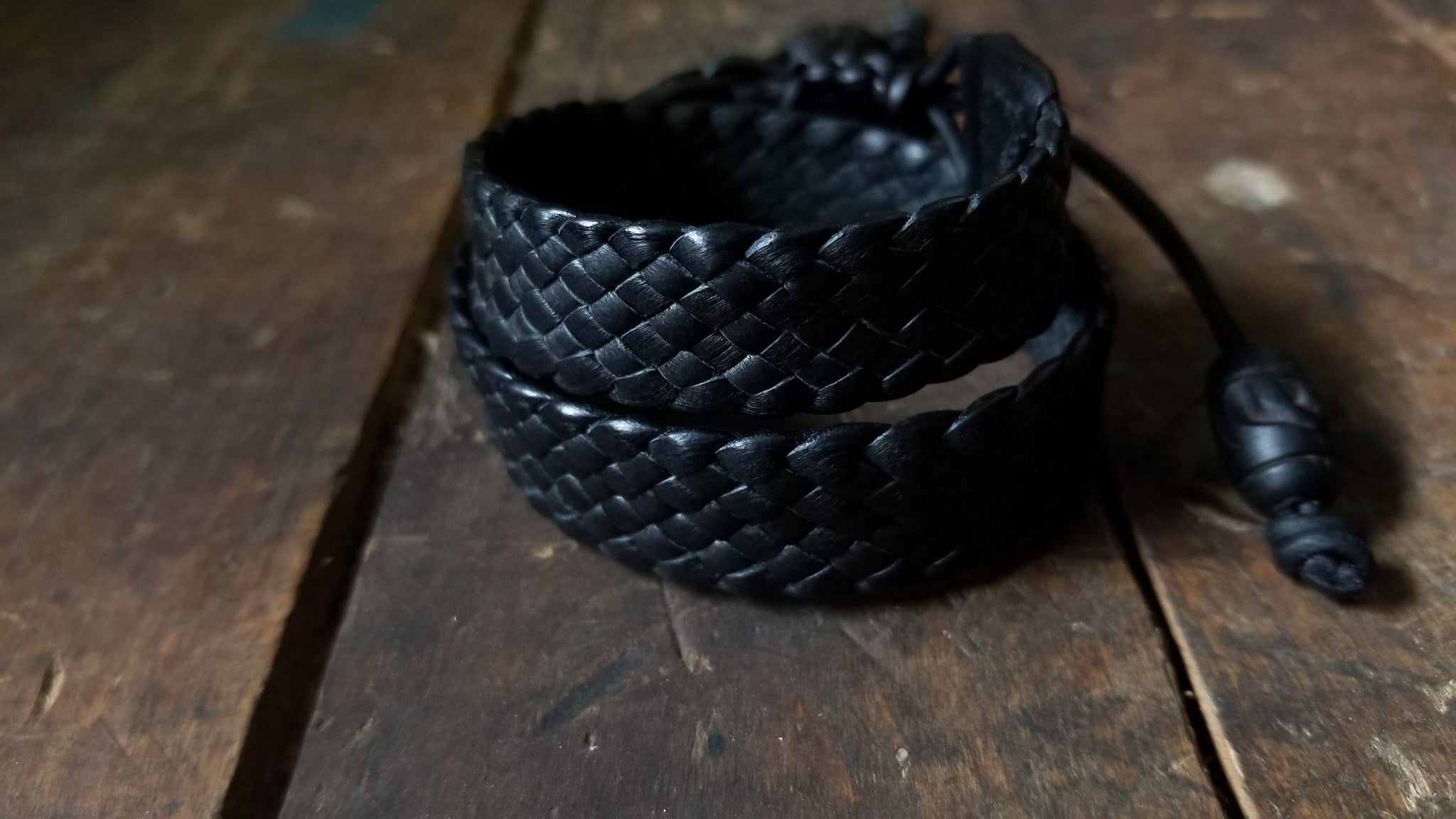 Men's Women's deerskin leather bracelet, black