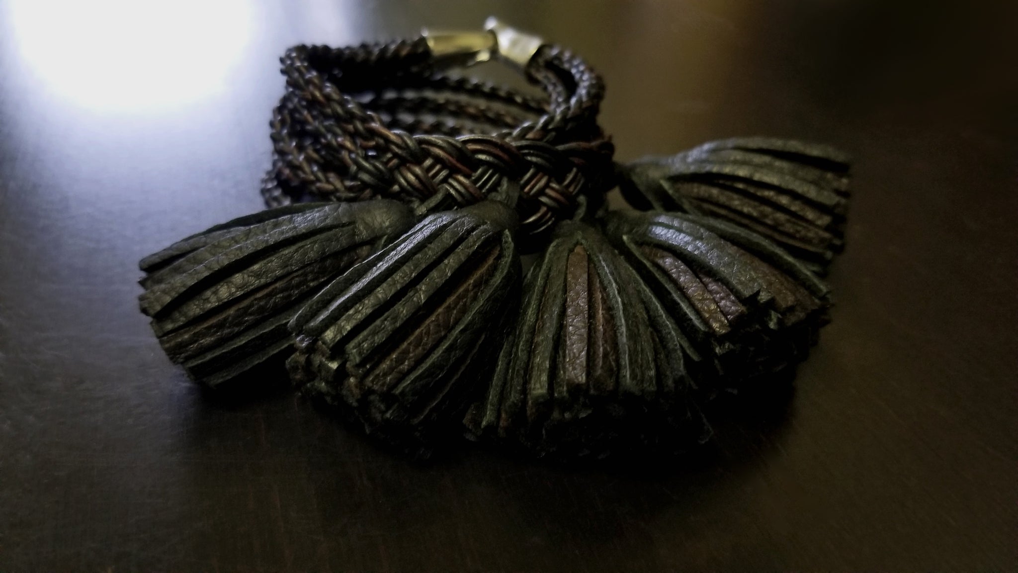 chocolate and black deerskin - Anya Leather Tassel Bracelet