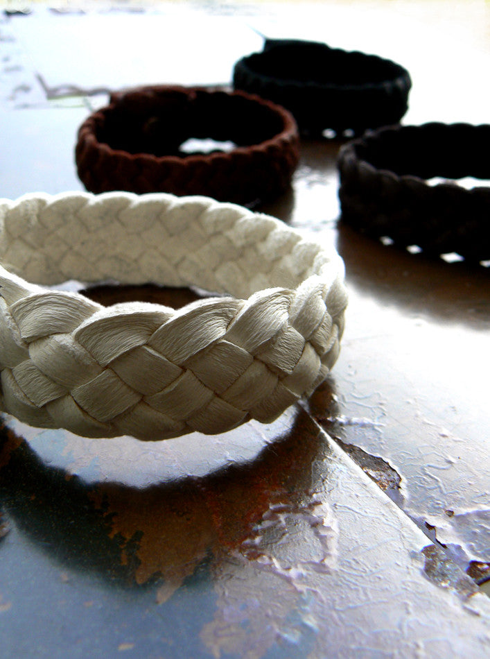 Sara 5/8" Wide Braided Leather Bracelet Cuff