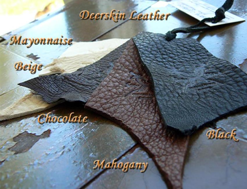 deerskin choices; mayonnaise, chocolate, mahogany, black