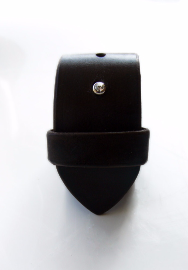 Black wide leather cuff, Mao Wrist Band w/ Rhinestone button stud