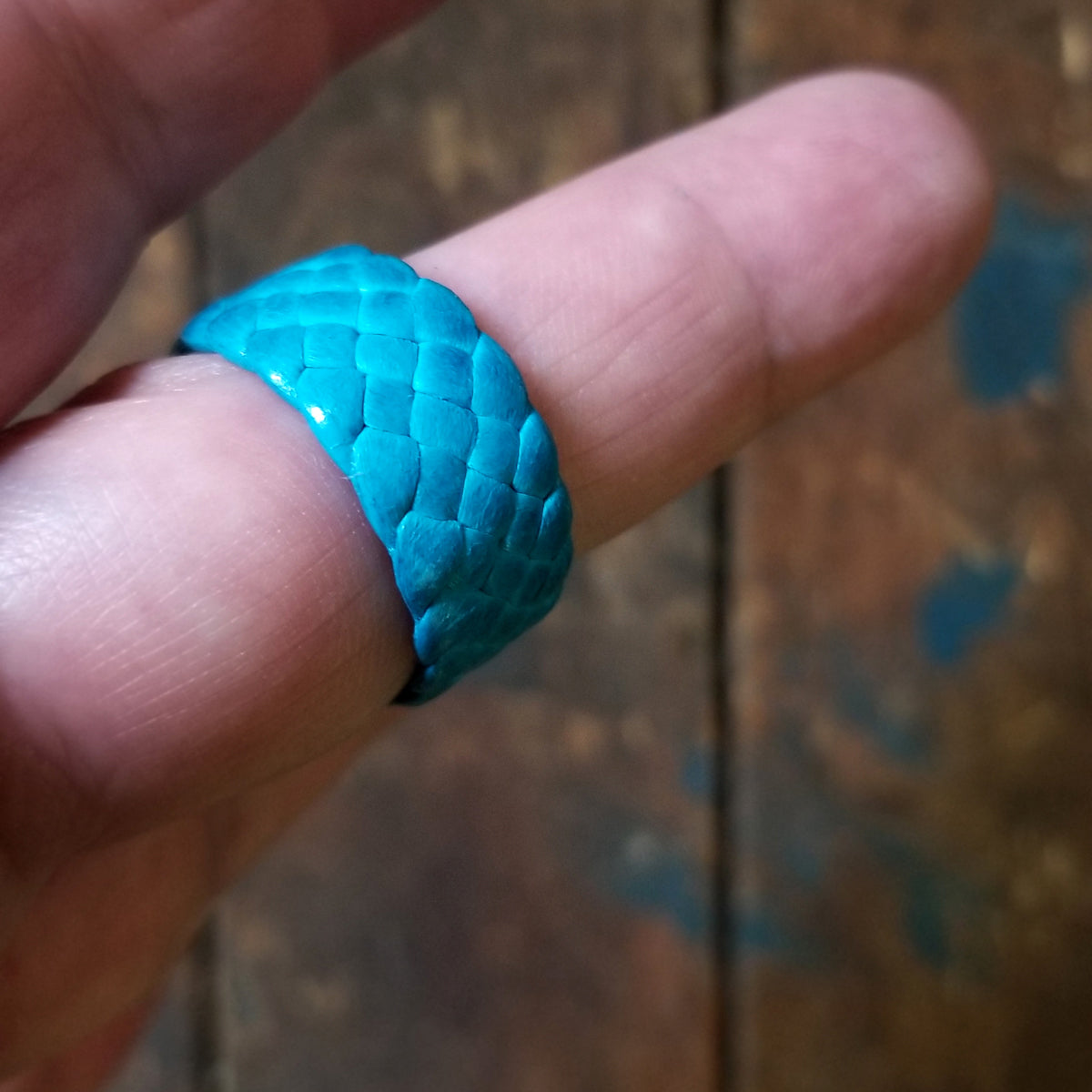 Men's Turquoise Kama Leather Ring | Men's Women's Braided Leather Rings | African Tribal Boho Gypsy Hippie, Woven Bridal Engagement Anniversary Wedding Band