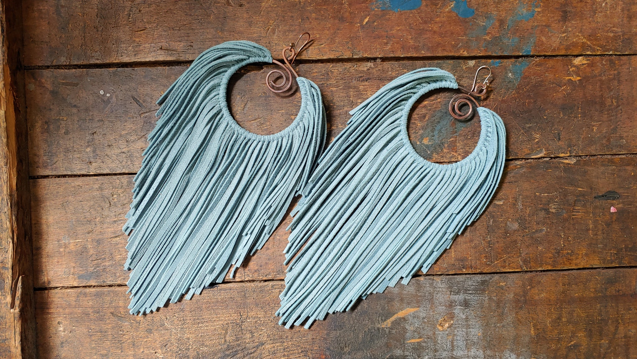 BACK IN STOCK ~ Latifah Lux Suede Leather Fringe Hoop Earrings - SS1104