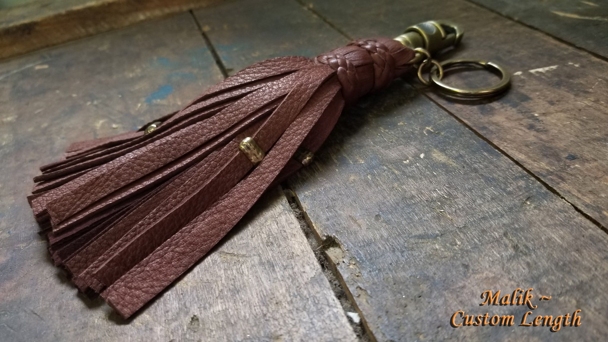 Malik II - Leather Tassel Flogger Clip (optional Key Ring & Beads) for Belt Loop or Charm for Purse - SS1106