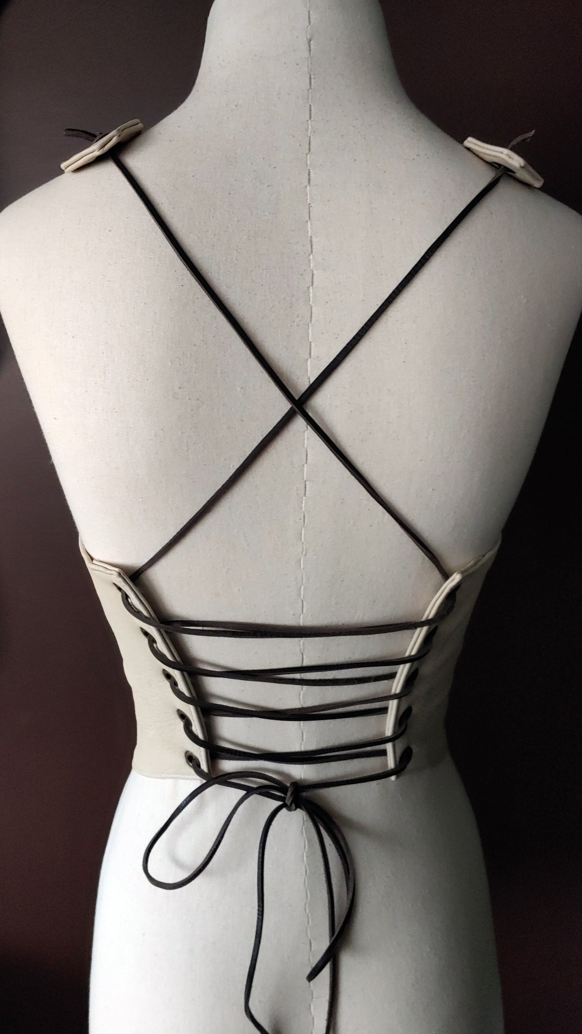 Rebel Leather Halter Top | Vest Style, Lace Up, Backless, DEERSKIN Leather Top   - SS1134-DR