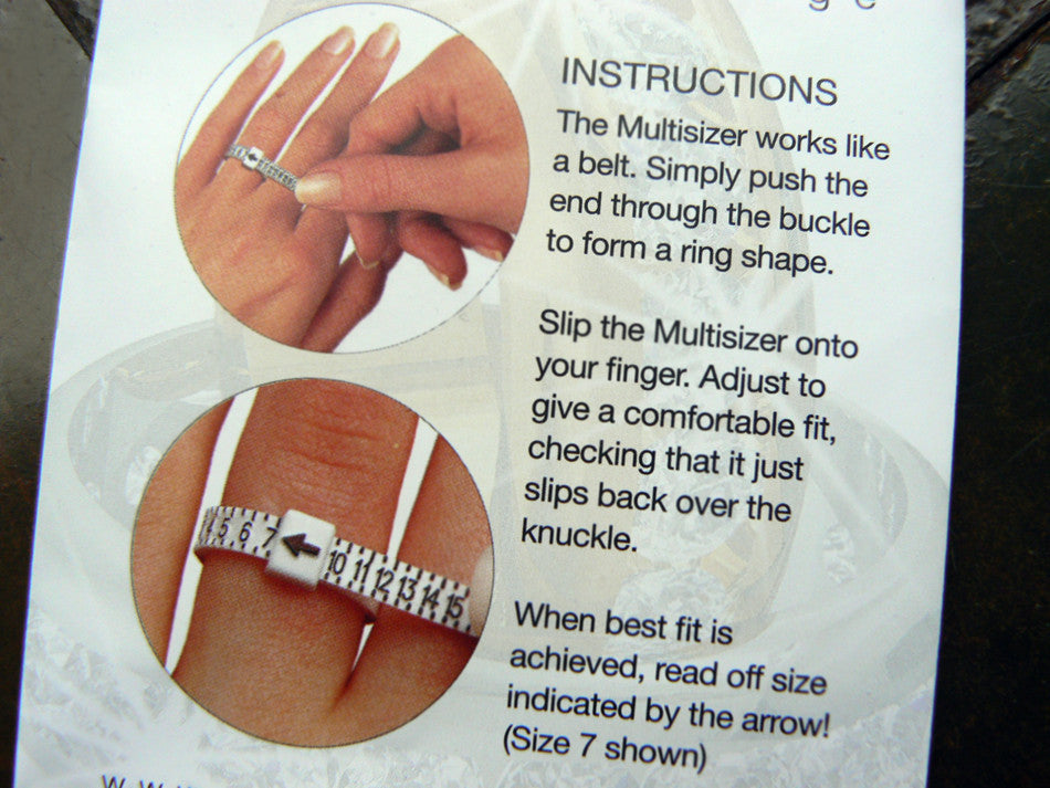 easy to use multi-size plastic ring sizer packaging with instructions