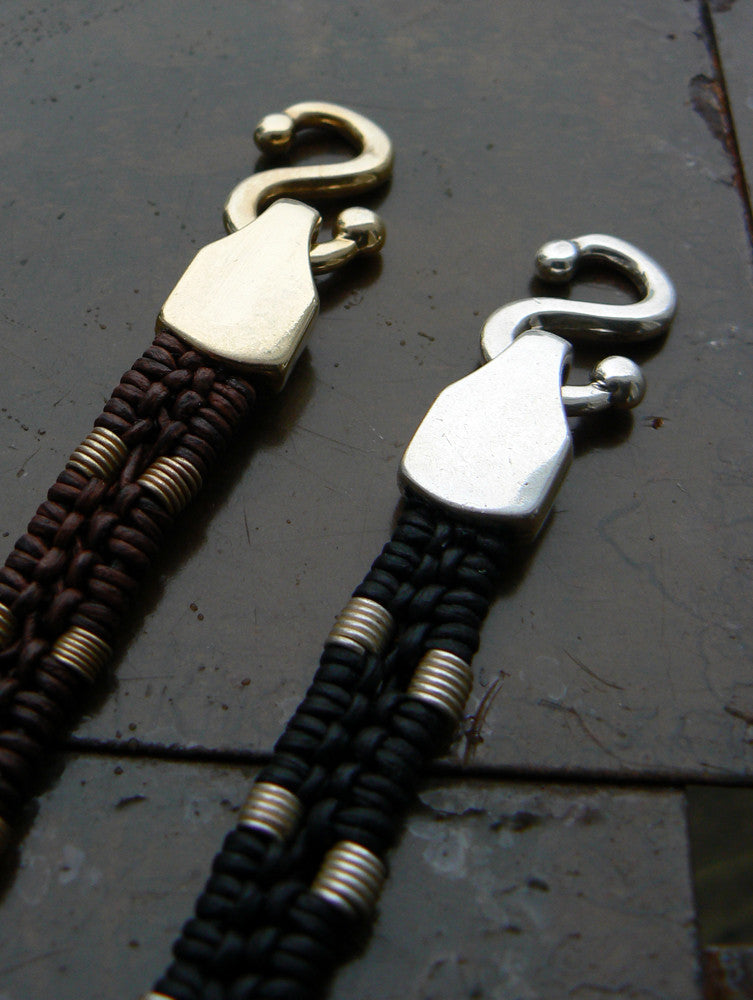Kenisha Braided Round Leather Cord & Ethiopian Spring Coil Beaded S-Clasp Bracelet