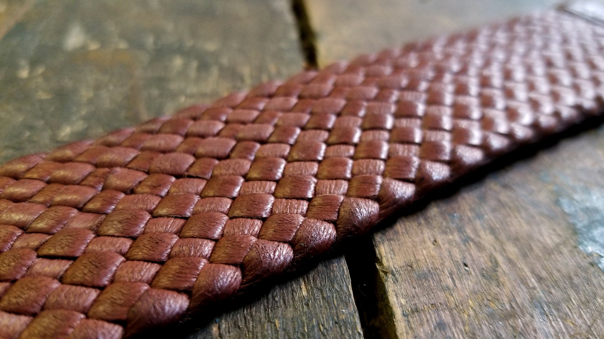 mahogany deerskin, 1.5" Wide Braided Leather Band, Snap Cuff 