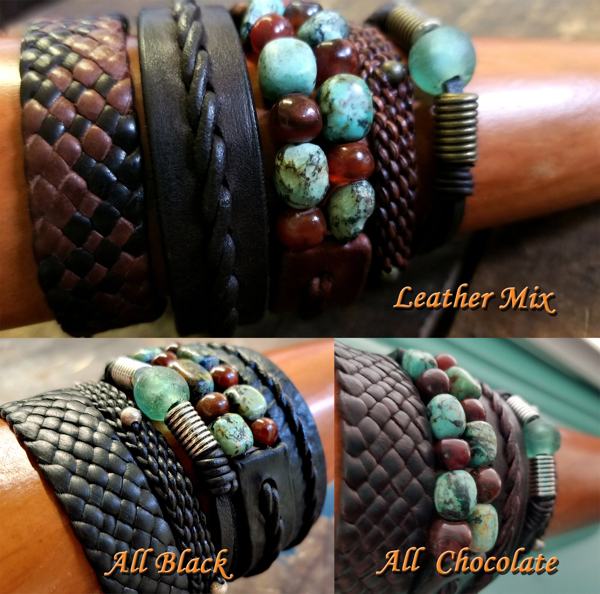 TANO Bracelet Set ~ Five Leather Bracelets, Lisa's Favorite Leather Bracelets, Men's & Women's