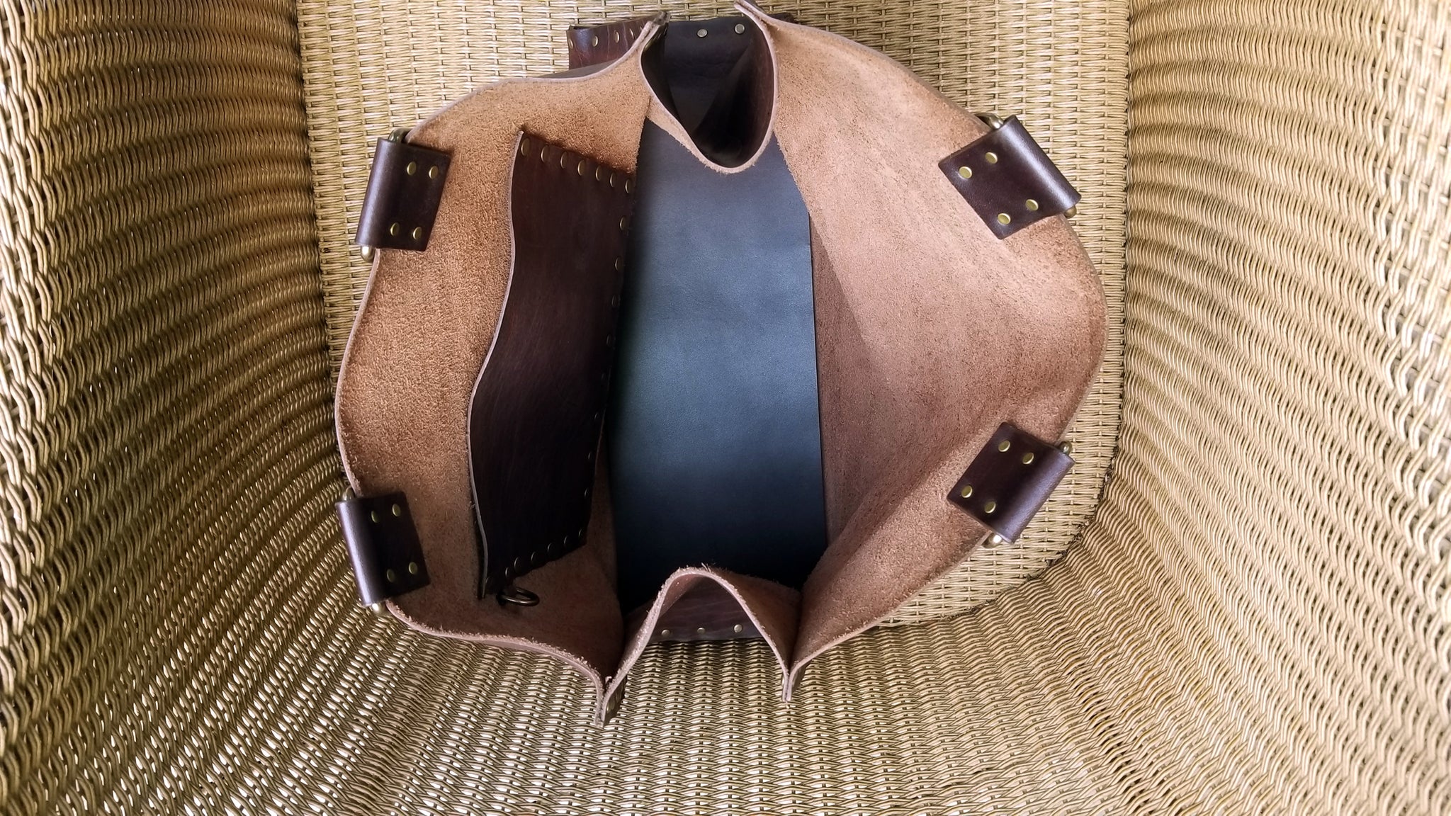 interior of tote bag, Malia leather tote bag carry all in canela navajo bison leather
