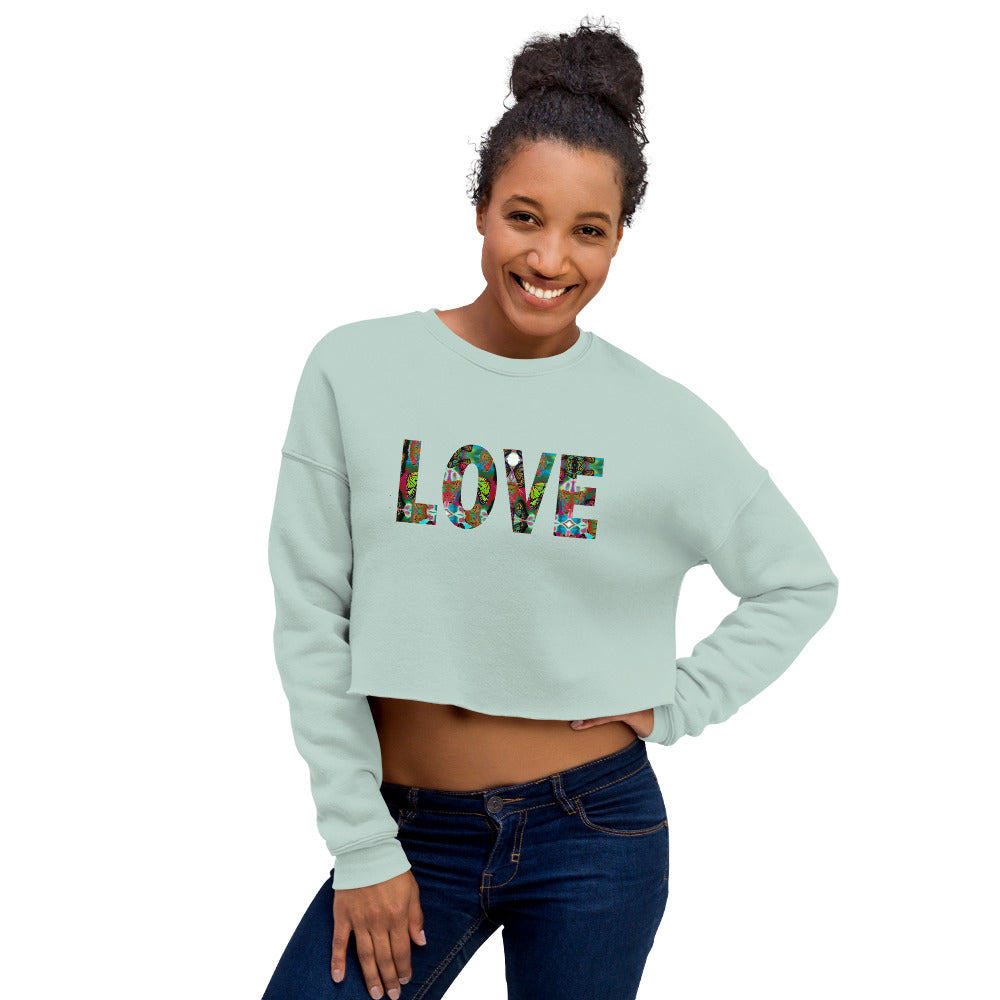 LOVE ~ Crop Graphic Sweatshirt, Butterfly Word Art Long Sleeve Crop Top