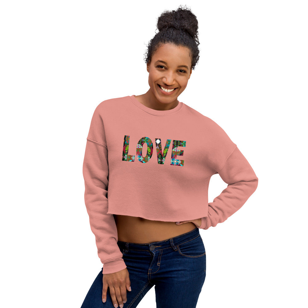 LOVE ~ Crop Graphic Sweatshirt, Butterfly Word Art Long Sleeve Crop Top