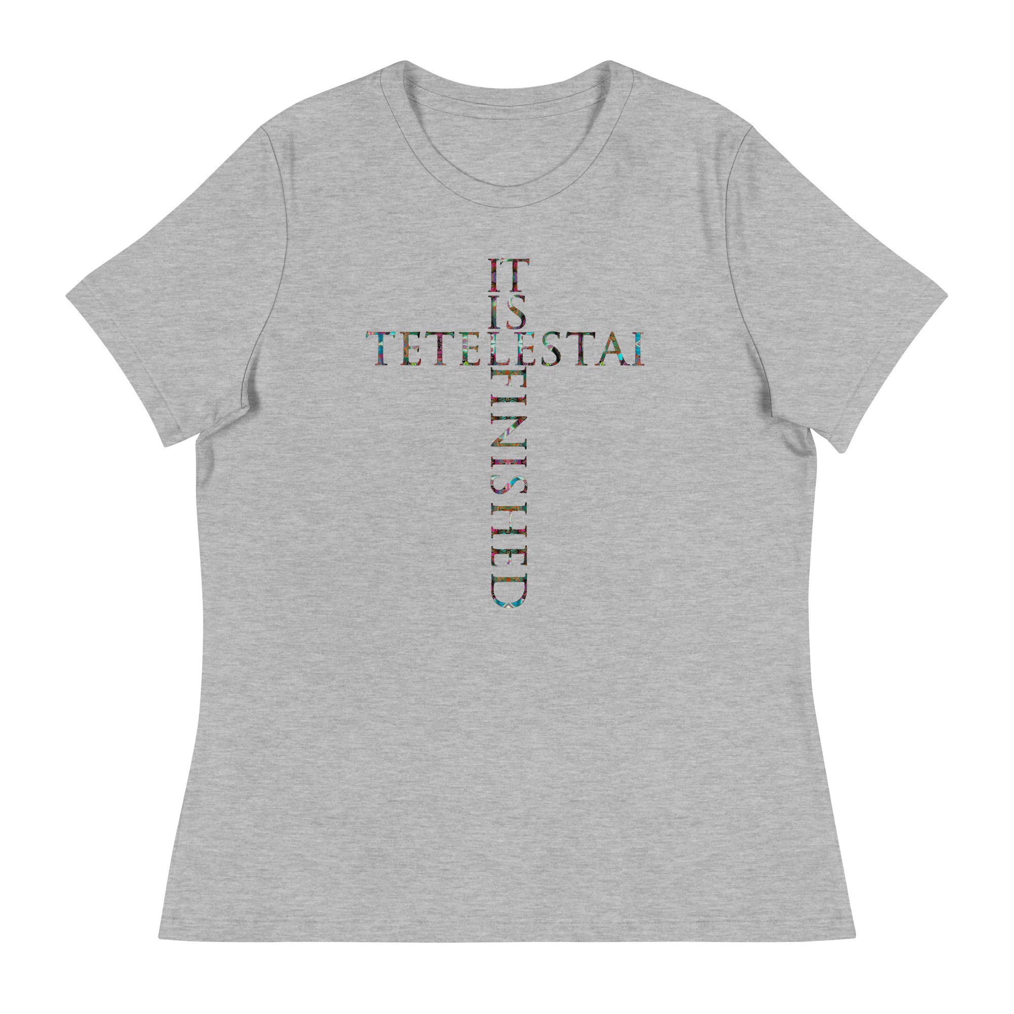 Tetelestai - It is Finished  ~ Butterfly Word Art Women's Graphic T-shirt, Short Sleeve Religious Spiritual Top