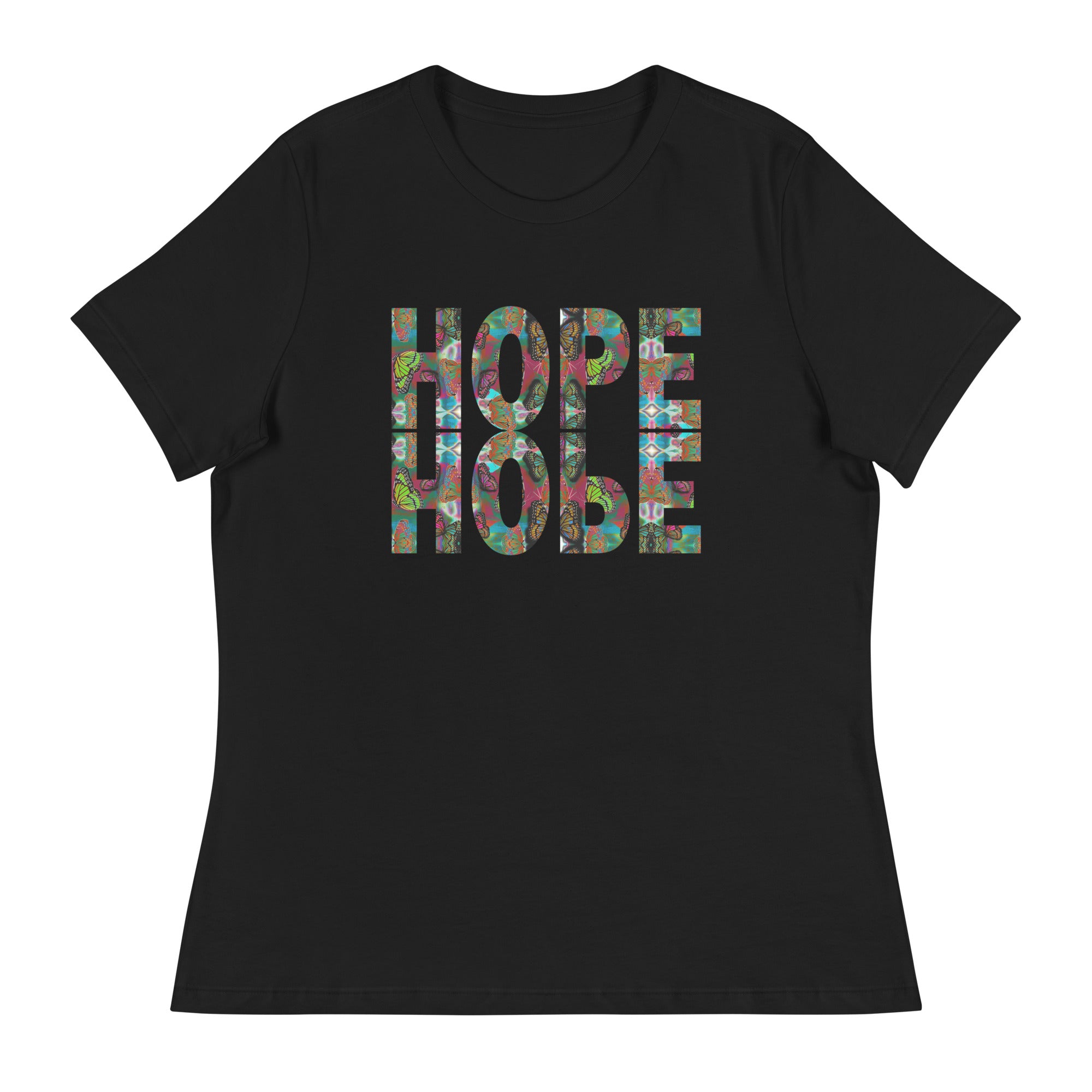 HOPE ~ Women's Graphic T-Shirt, Butterfly Word Art Short Sleeve Top